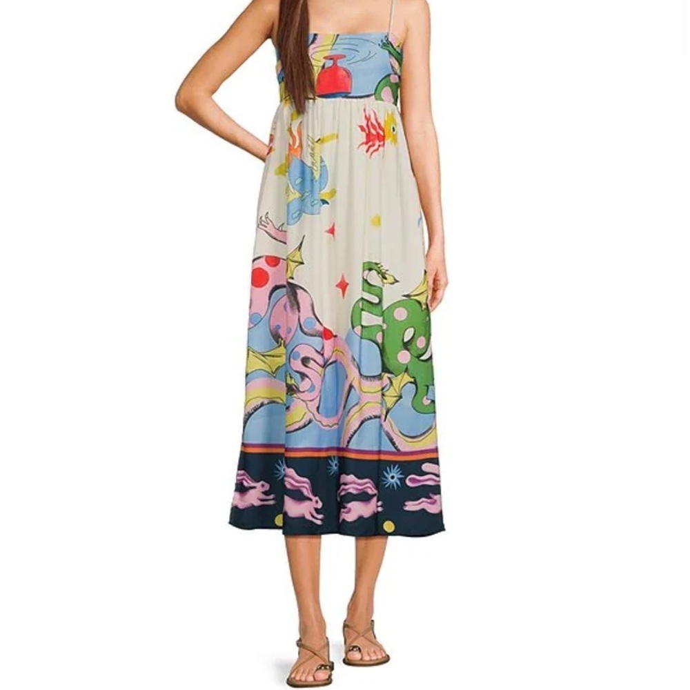 Akilina Printed Sleeveless Colorful Abstract Print Dress - Picture 3 of 13